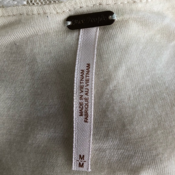 Free People Cream & Gold Lace Spaghetti Strap Dress Size Medium Asymmetrical Hem - Picture 5 of 9